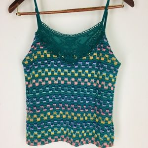 Free People Knit Tank Top With Lace Detailing
